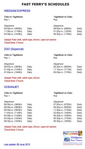 Ferry schedules as of July 2015 b