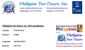 Philippine Fun Divers Alona Beach Panglao Bohol Philippines GPS coordinates